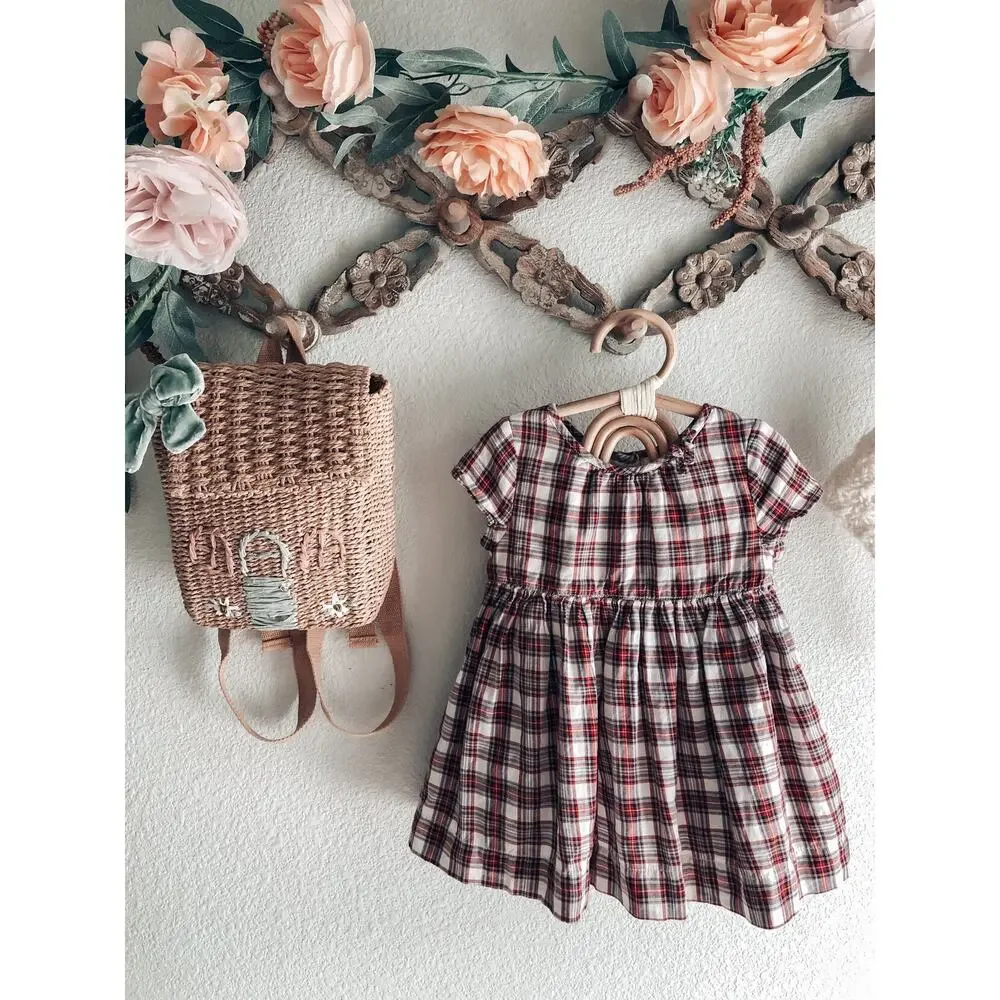 New Little Darling Baby Gap Holiday Plaid Full Swing Babydoll Dress 12-18mths